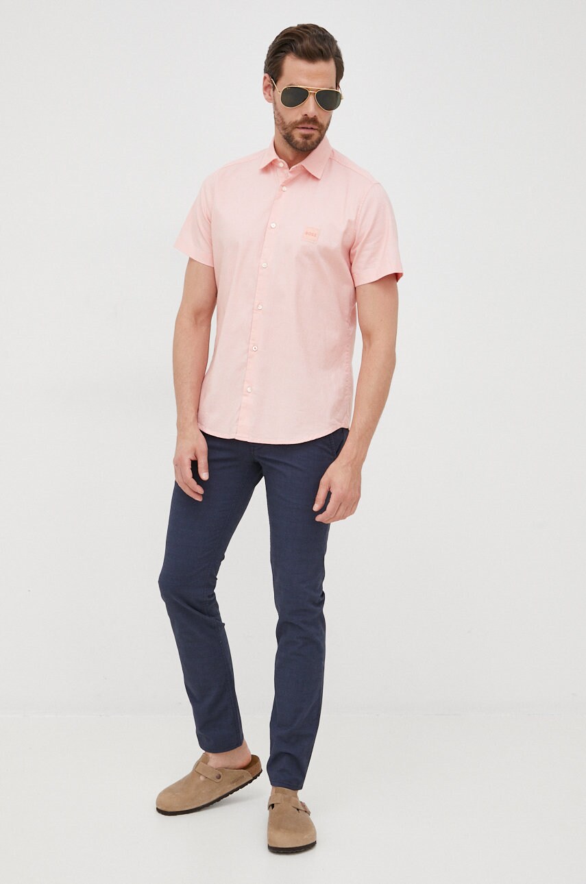 

Брюки BOSS Boss Casual мужские цвет синий облегающие
