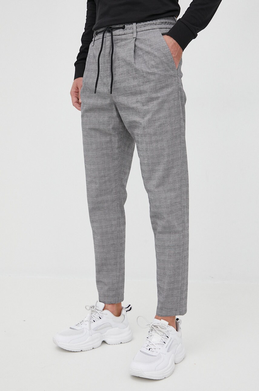 Boss pantaloni boss casual barbati, culoarea gri, cu fason chinos