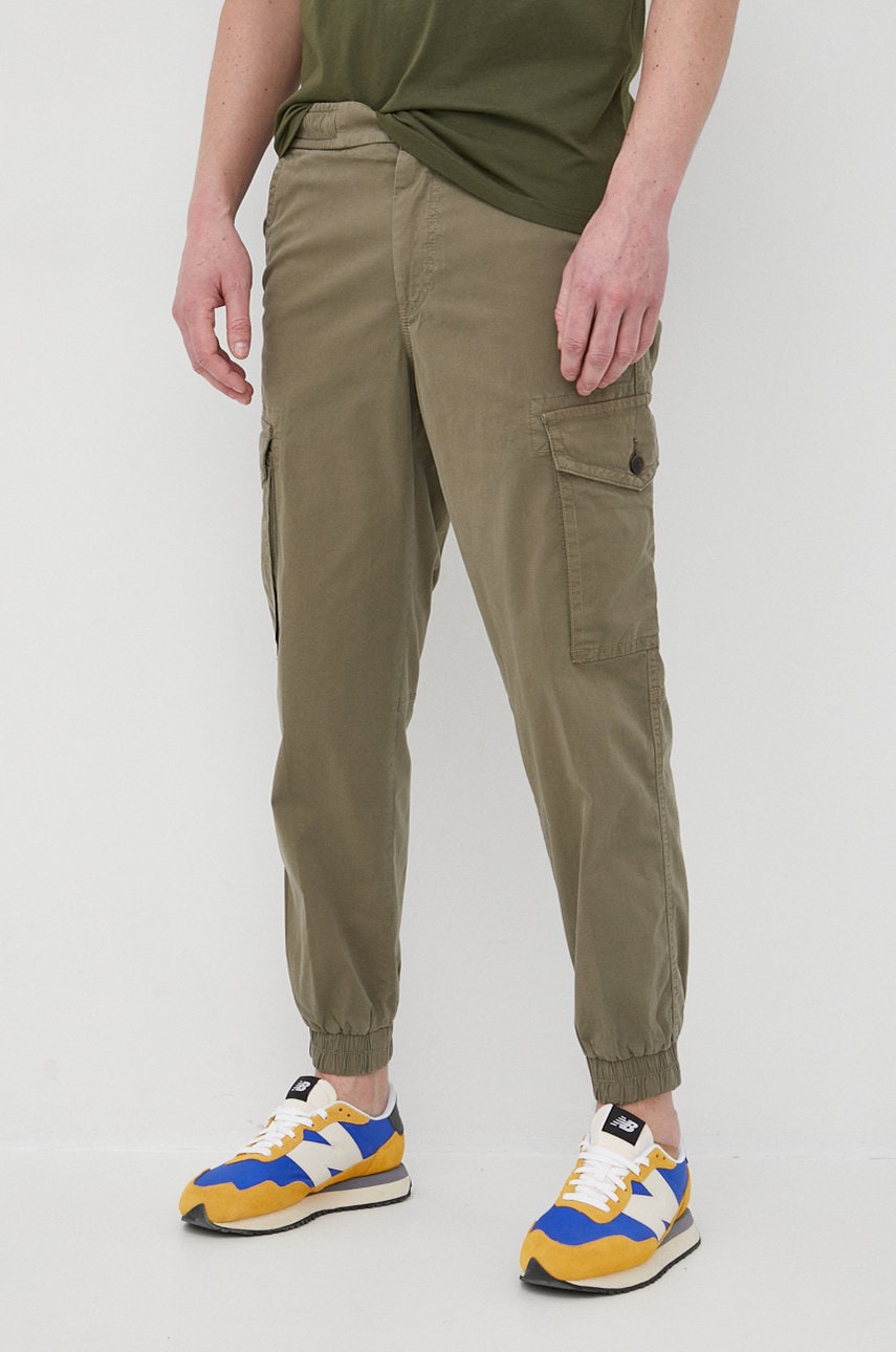 Boss pantaloni boss casual barbati, culoarea verde, cu fason cargo
