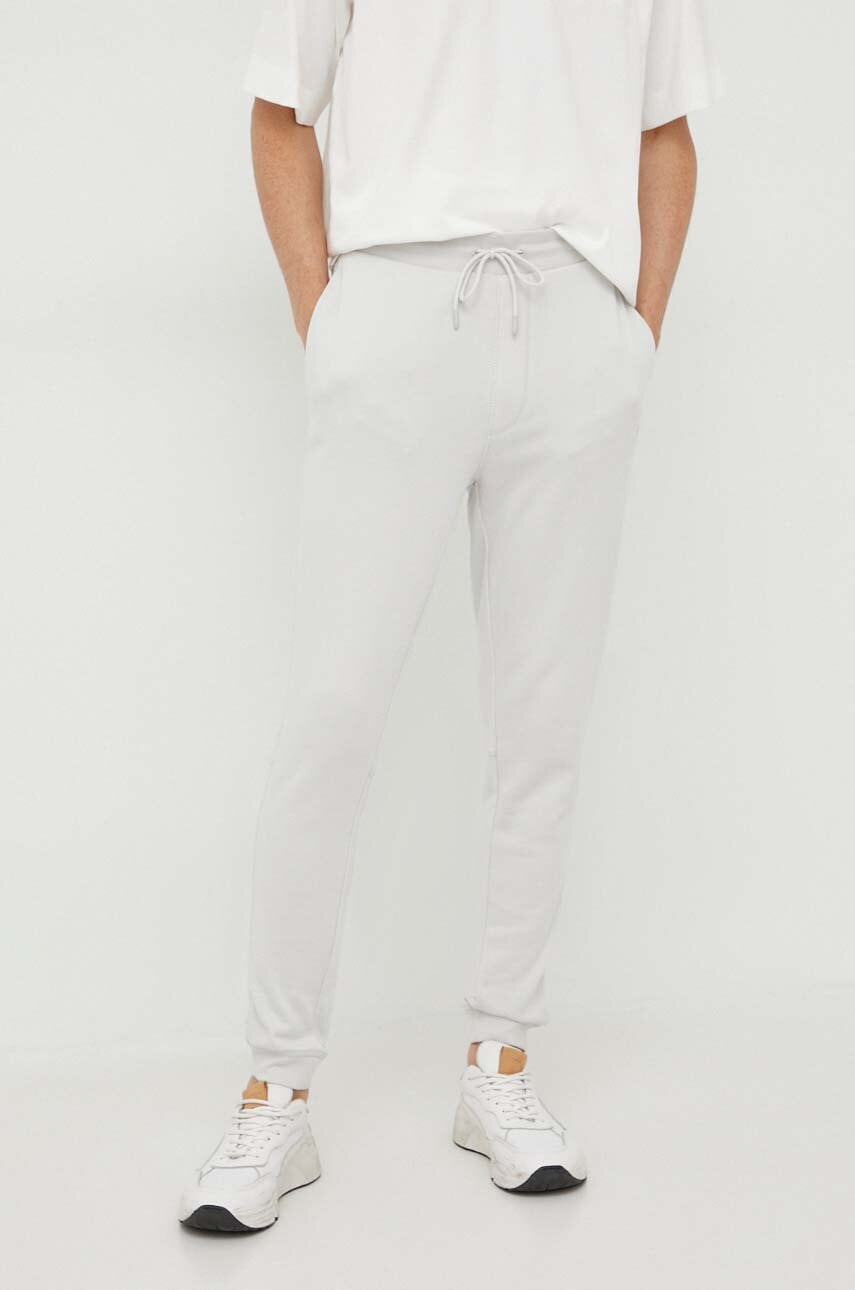 BOSS pantaloni de trening din bumbac CASUAL culoarea gri, uni 50468448