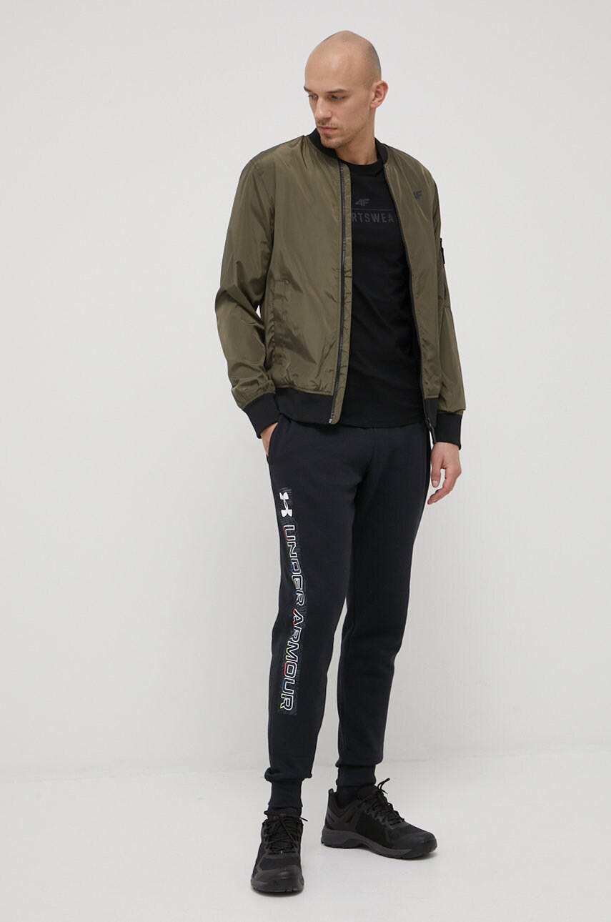 Under armour pantaloni de trening barbati, culoarea negru, melanj