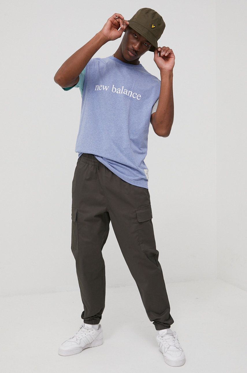 New Balance pantaloni barbati, culoarea verde, neted 2023 ❤️ Pret Super answear imagine noua 2022