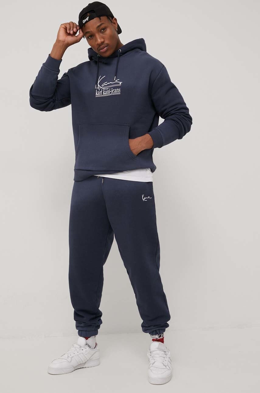 Karl kani pantaloni barbati, culoarea albastru marin, neted