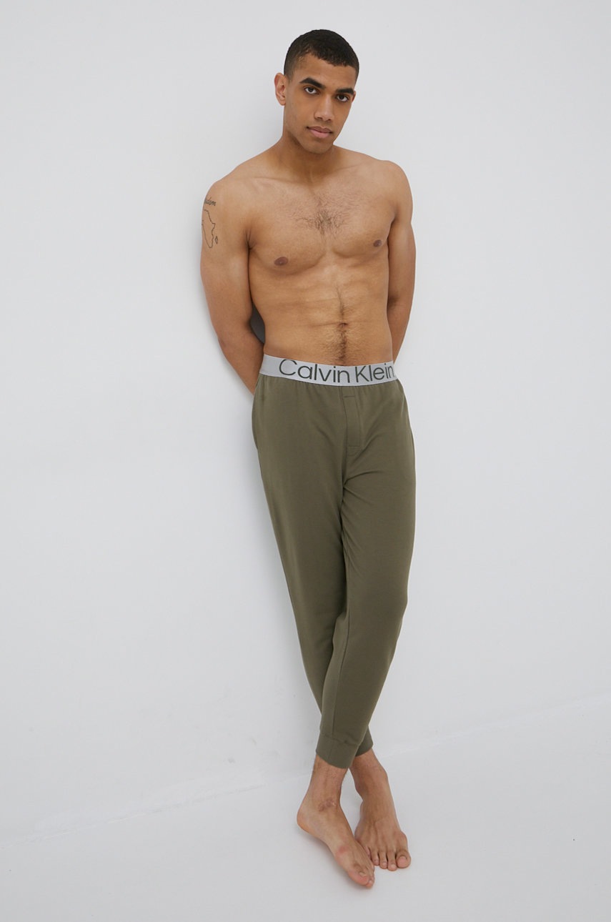 

Долнище на пижама Calvin Klein Underwear мъжко в зелено с изчистен дизайн, Зелен