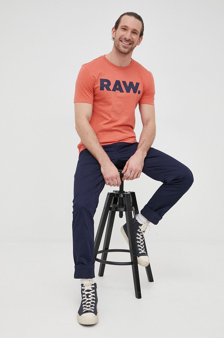 G-Star Raw pantaloni barbati, culoarea albastru marin, cu fason chinos answear.ro