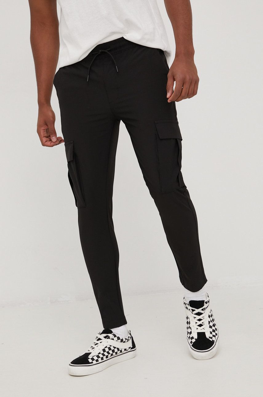 Brave Soul pantaloni barbati, culoarea negru, cu fason cargo answear.ro imagine noua