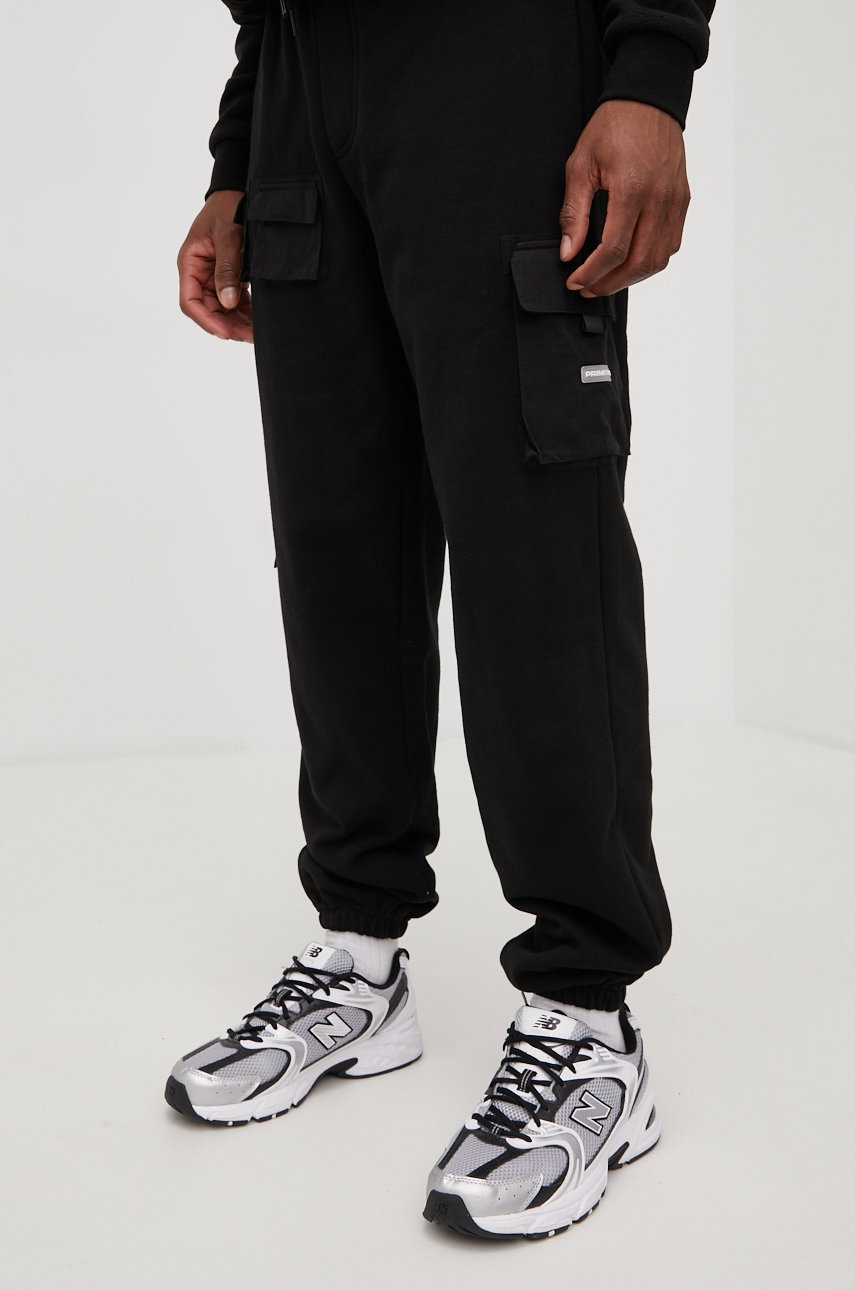 

Хлопковые спортивные штаны Primitive Cut N Sew мужские цвет чёрный с аппликацией