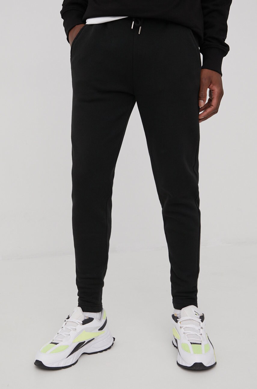 Brave soul pantaloni de trening barbati, culoarea negru, neted