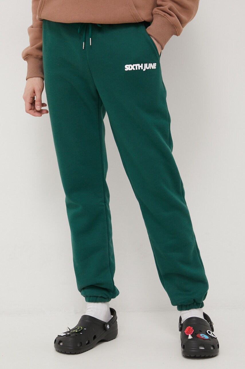 Sixth june pantaloni barbati, culoarea verde, cu imprimeu