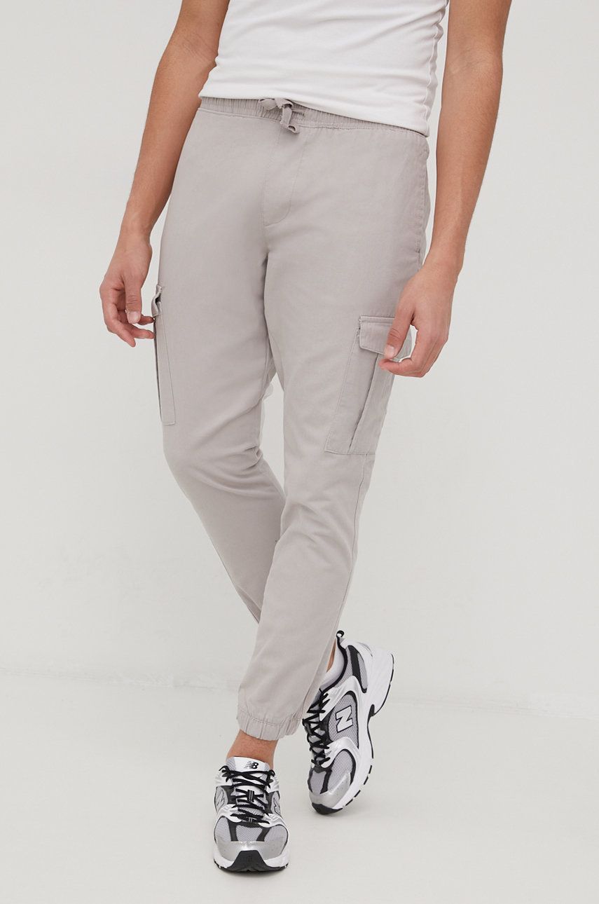 Brave Soul pantaloni de bumbac barbati, culoarea gri, cu fason cargo answear.ro imagine noua