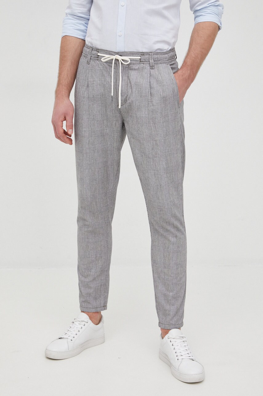 Lindbergh pantaloni barbati, culoarea gri, mulata