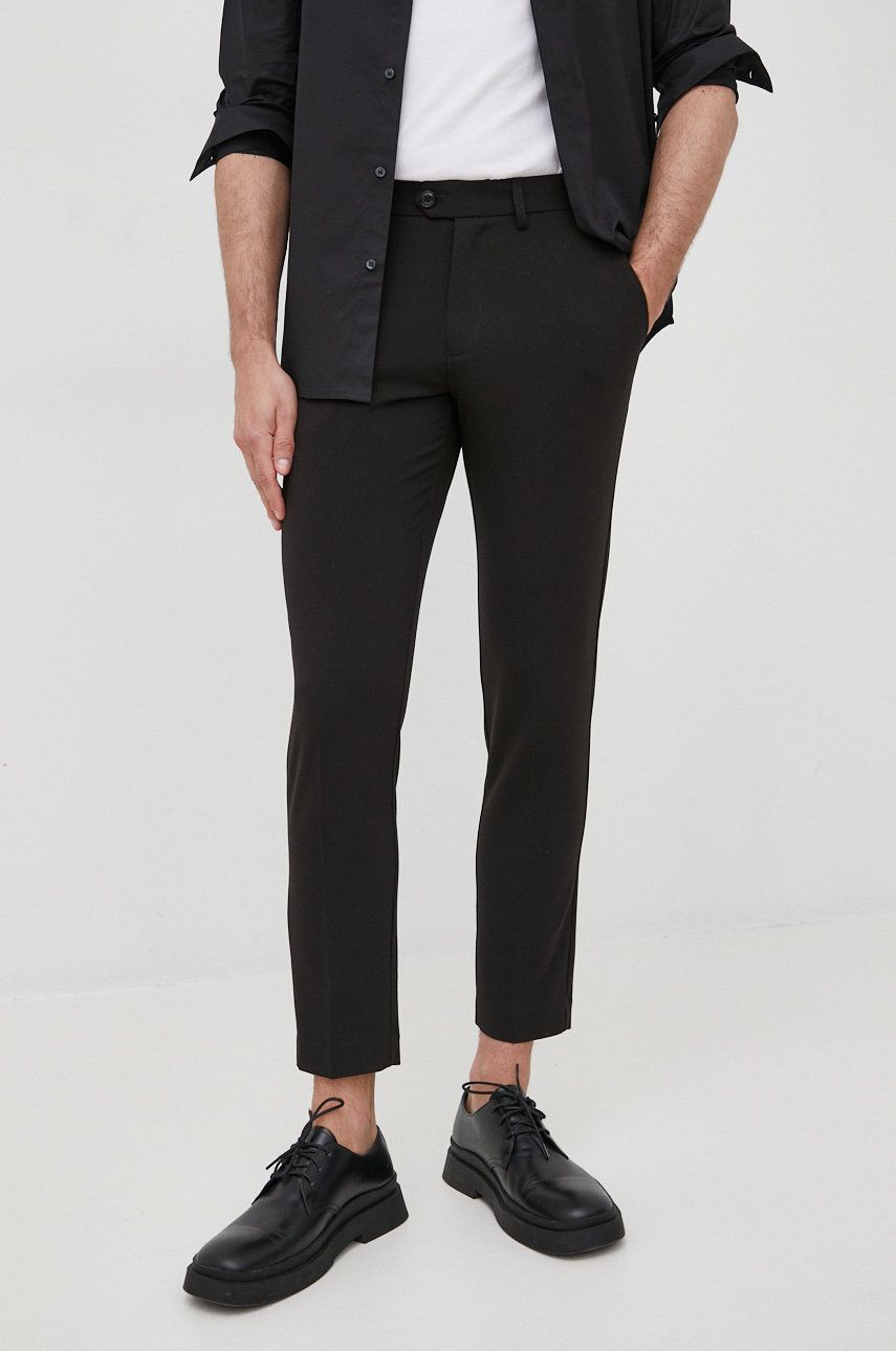 Kalhoty Lindbergh pánské, černá barva, přiléhavé - černá -  35% Recyklovaný polyester