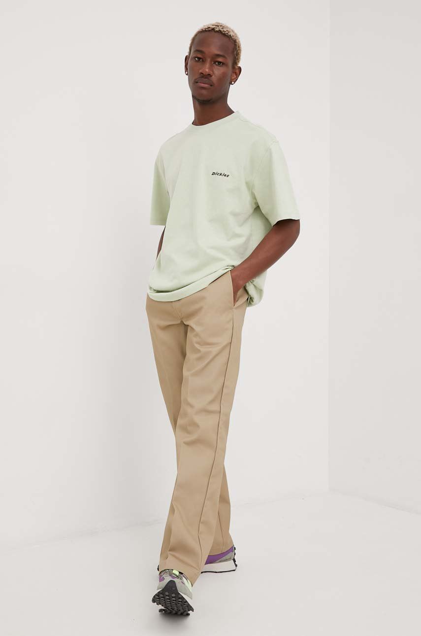 Kalhoty Dickies pánské, béžová barva, jednoduché, DK0A4XK6KHK-Khaki - béžová -  Hlavní materiál