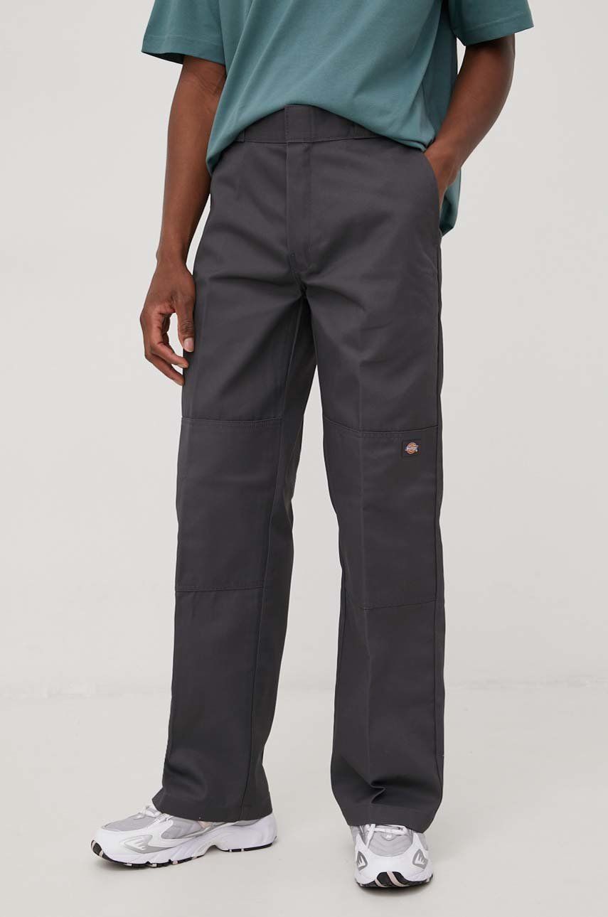 Kalhoty Dickies pánské, šedá barva, jednoduché - šedá -  Hlavní materiál: 35% Bavlna