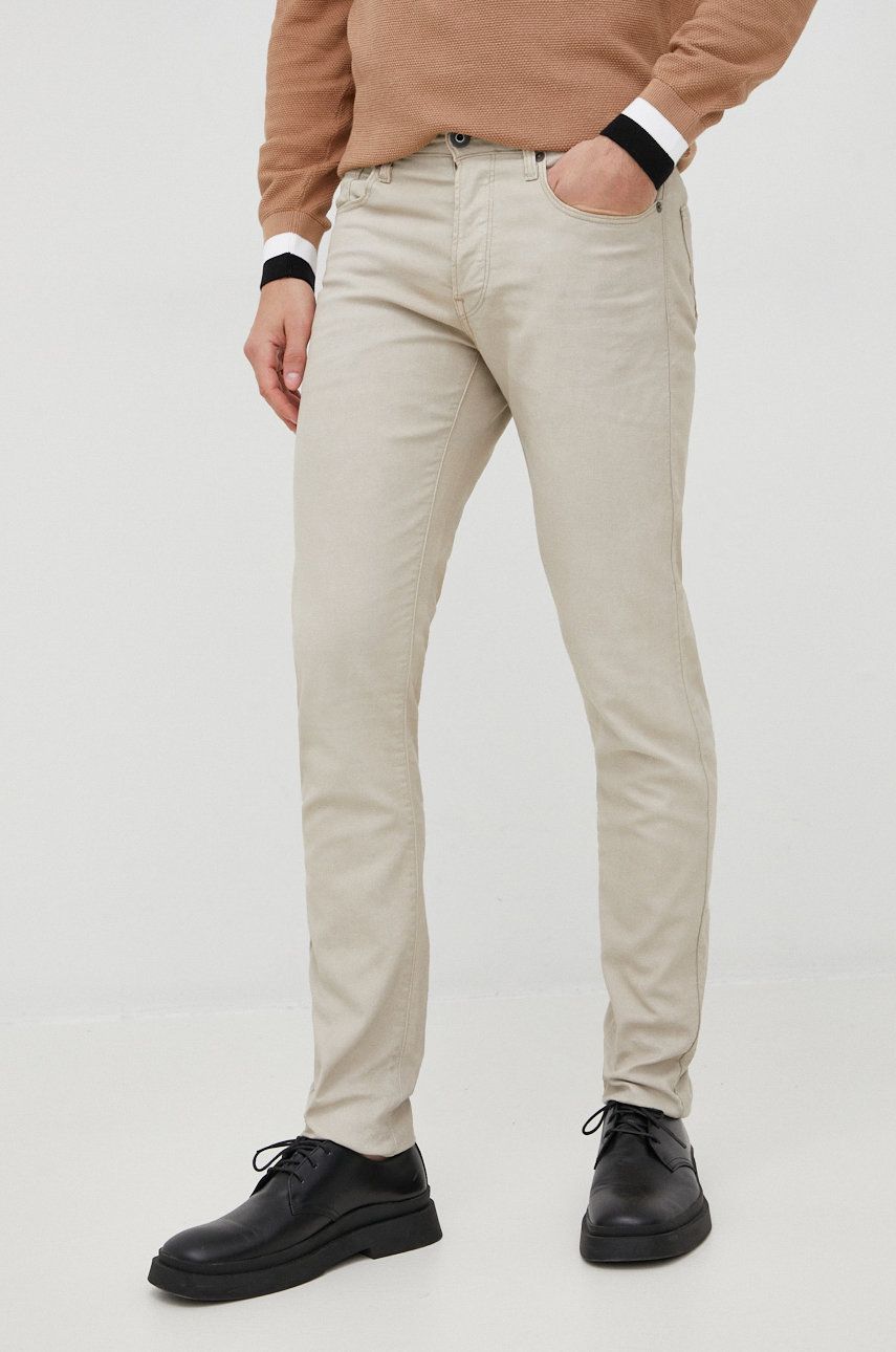 G-Star Raw pantaloni barbati, culoarea bej, mulata