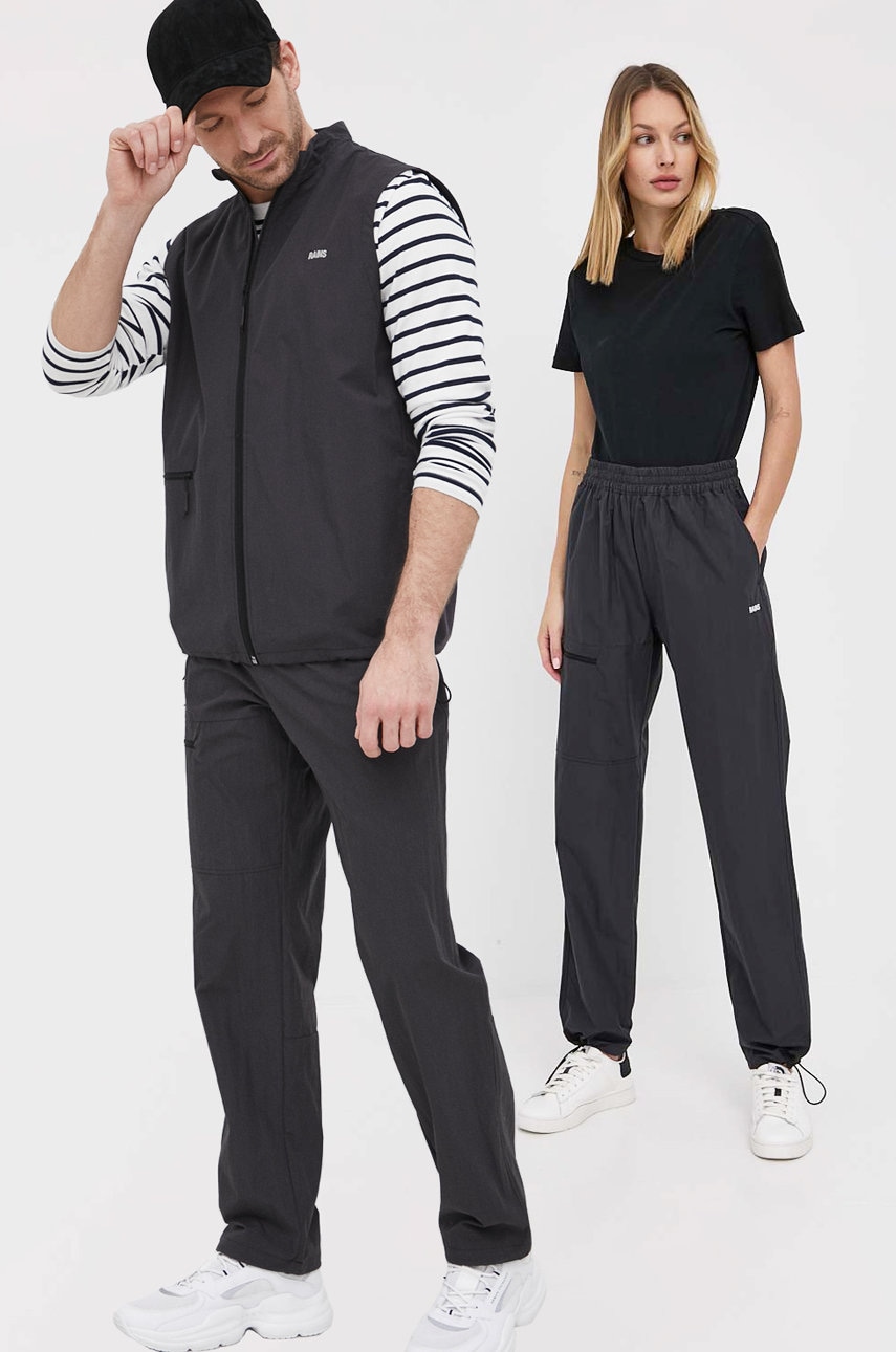 Rains pantaloni 18700 woven pants regular culoarea negru, drept, high waist