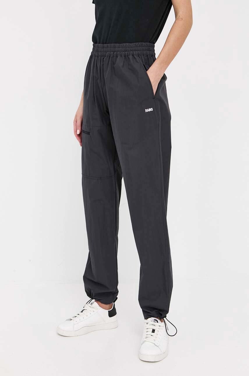 

Штани Rains 18700 Woven Pants Regular колір чорний пряме висока посадка