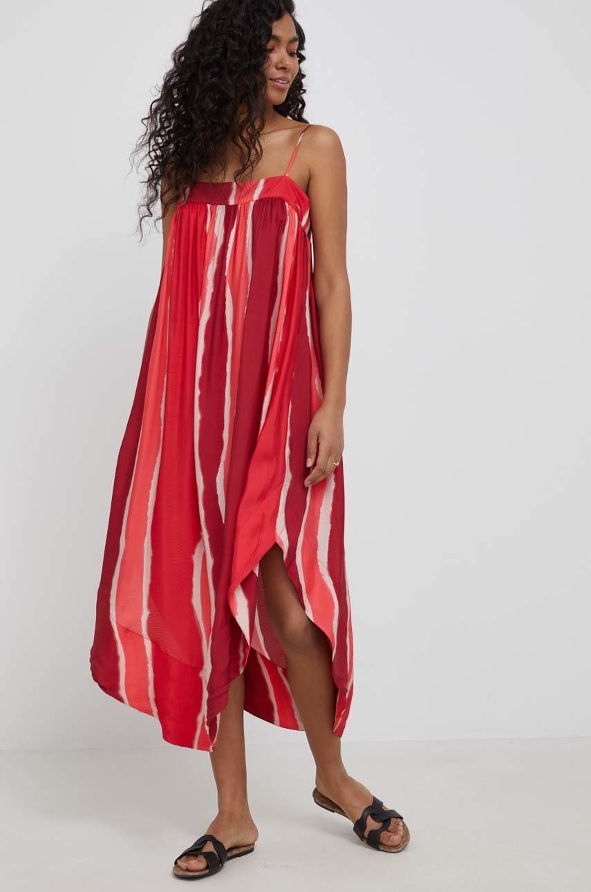 Armani Exchange sukienka kolor czerwony midi rozkloszowana