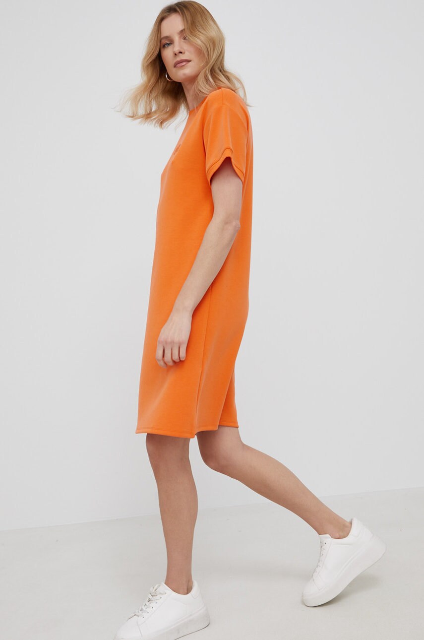Armani exchange rochie culoarea portocaliu, mini, drept