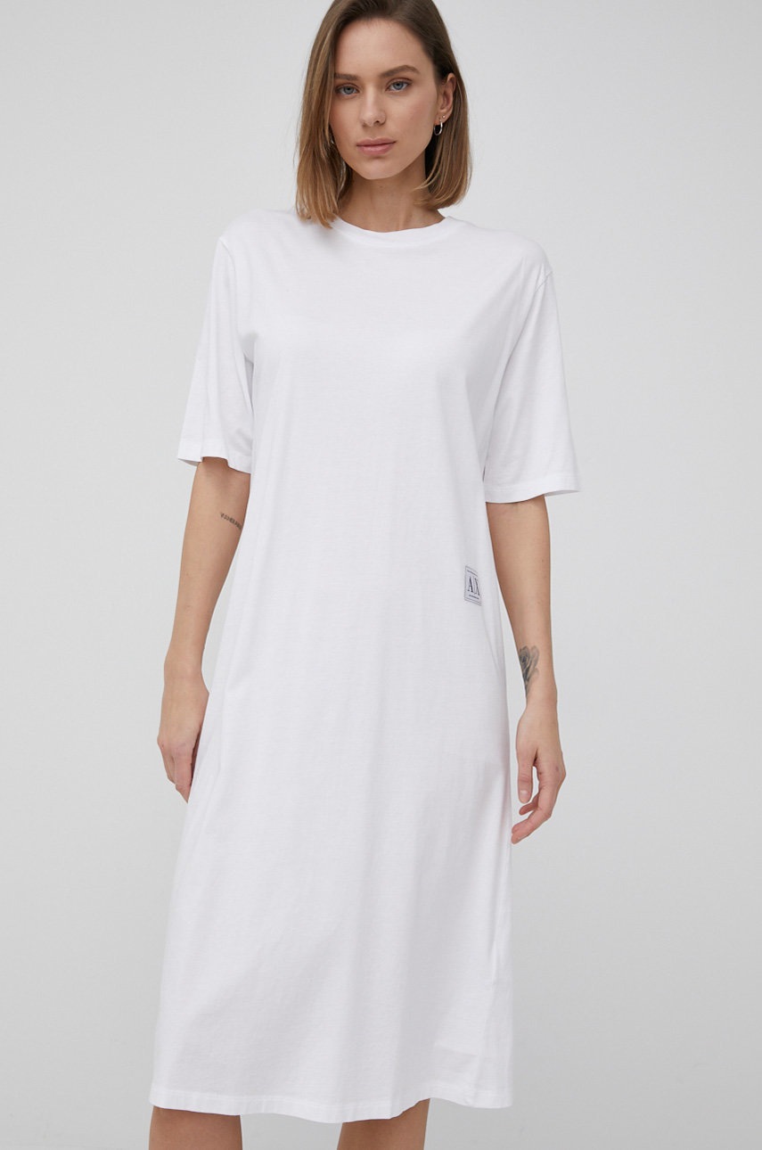 

Хлопковое платье Armani Exchange цвет белый mini oversize