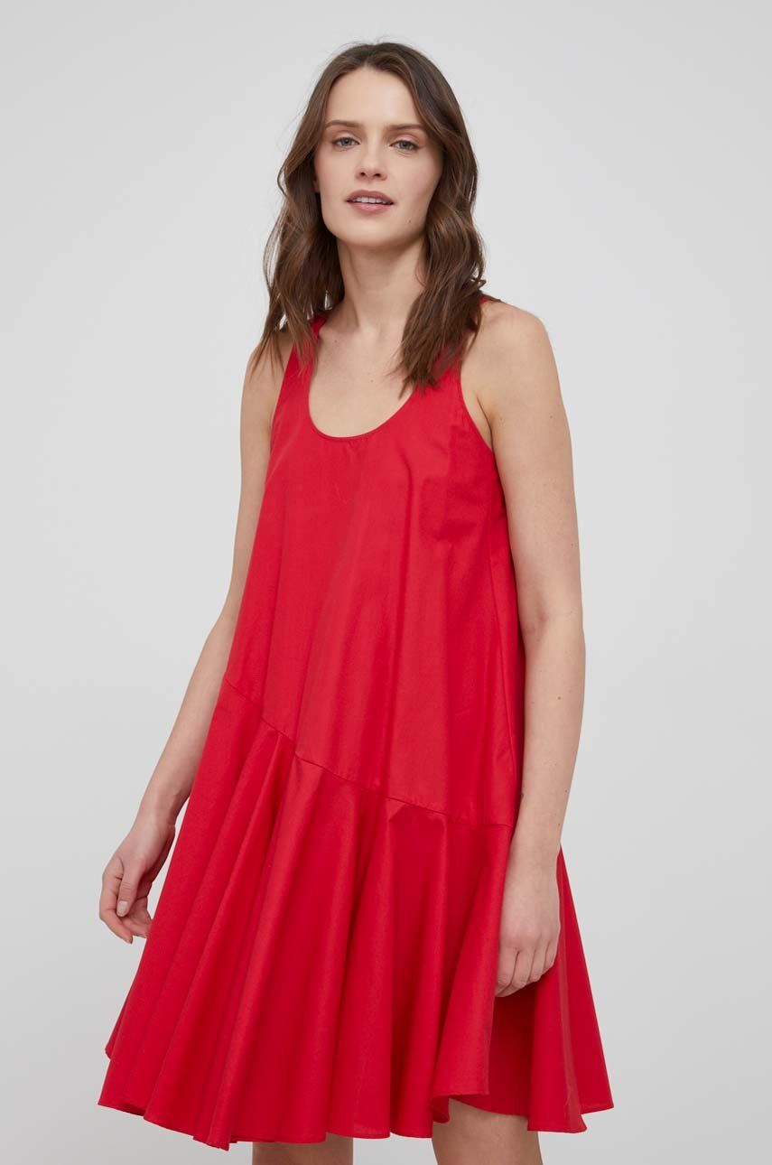 Armani Exchange rochie din bumbac culoarea rosu, mini, evazati answear imagine noua