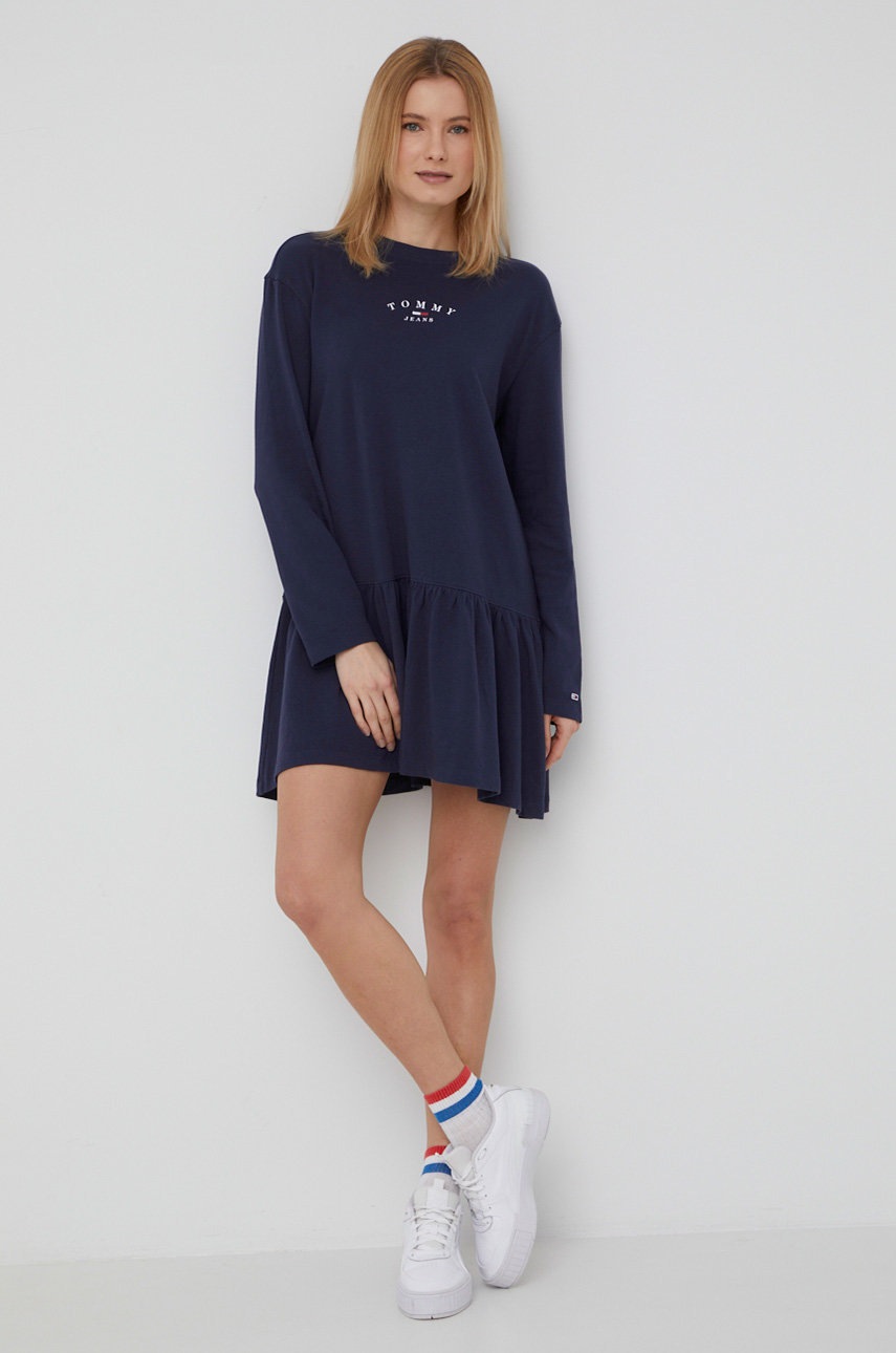 

Хлопковое платье Tommy Jeans цвет синий mini расклешённая