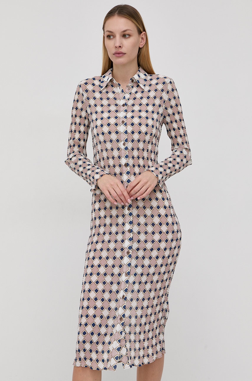 Samsoe samsoe rochie culoarea roz, midi, mulata
