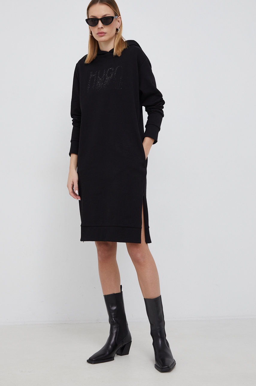 

Хлопковое платье Hugo цвет чёрный mini oversize