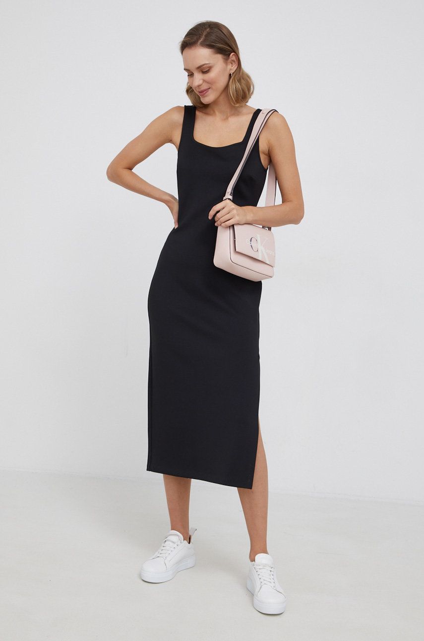 Calvin Klein Sukienka kolor czarny midi prosta