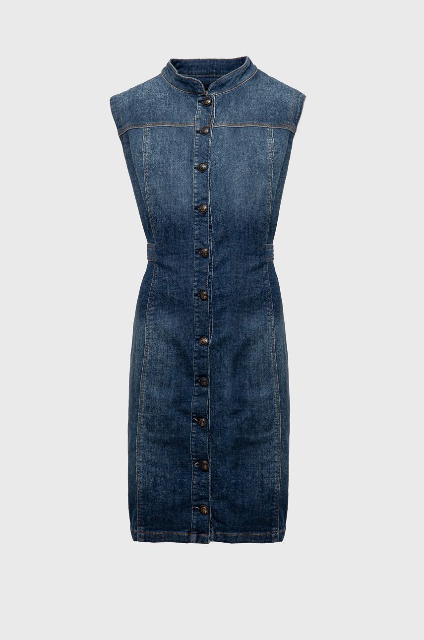 Guess sukienka jeansowa kolor niebieski mini prosta