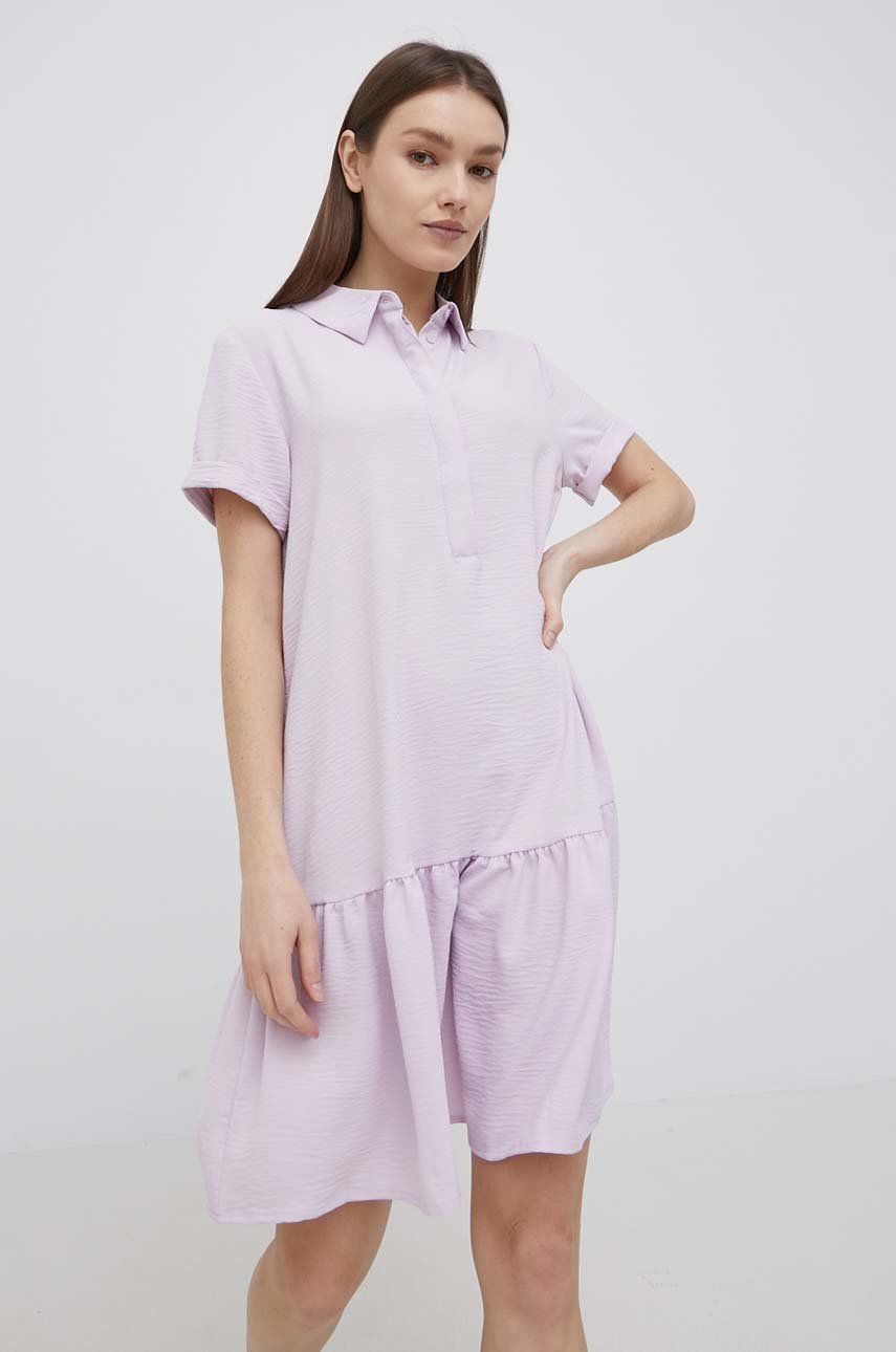 Šaty JDY fialová barva, mini, jednoduchý - fialová -  100% Polyester