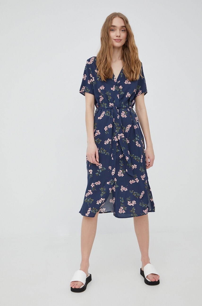 Vero moda rochie culoarea albastru marin, midi, evazati