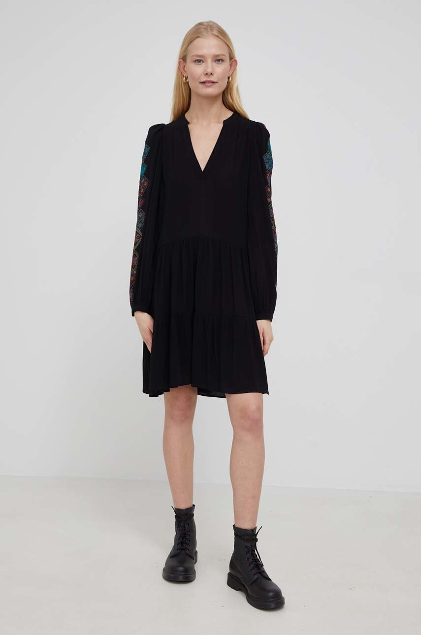 

Платье Desigual цвет чёрный mini расклешённая