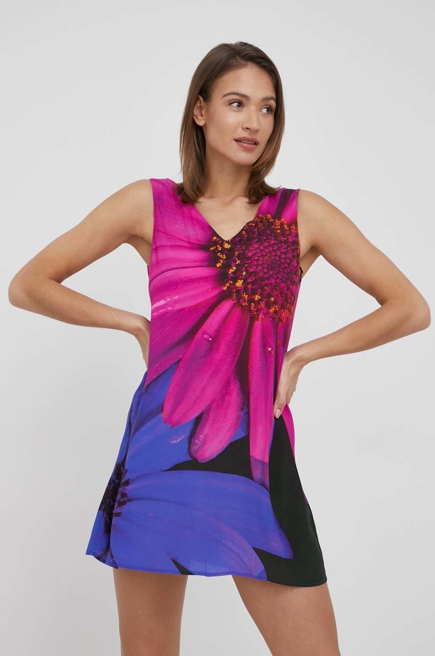 Desigual sukienka kolor różowy mini oversize