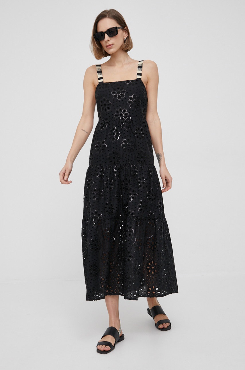 

Бавовняна сукня Desigual колір чорний maxi розкльошена