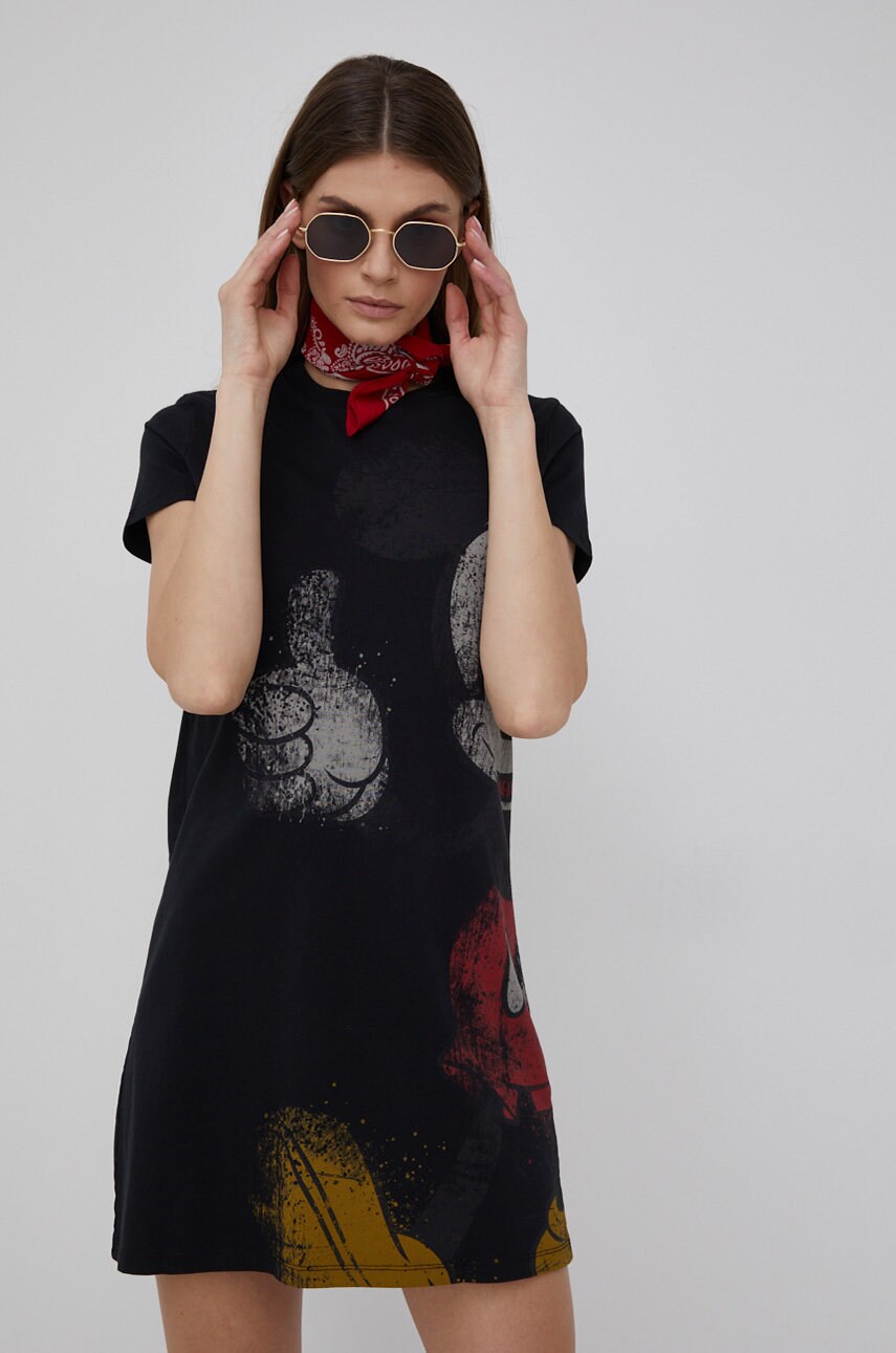

Хлопковое платье Desigual цвет чёрный mini прямое