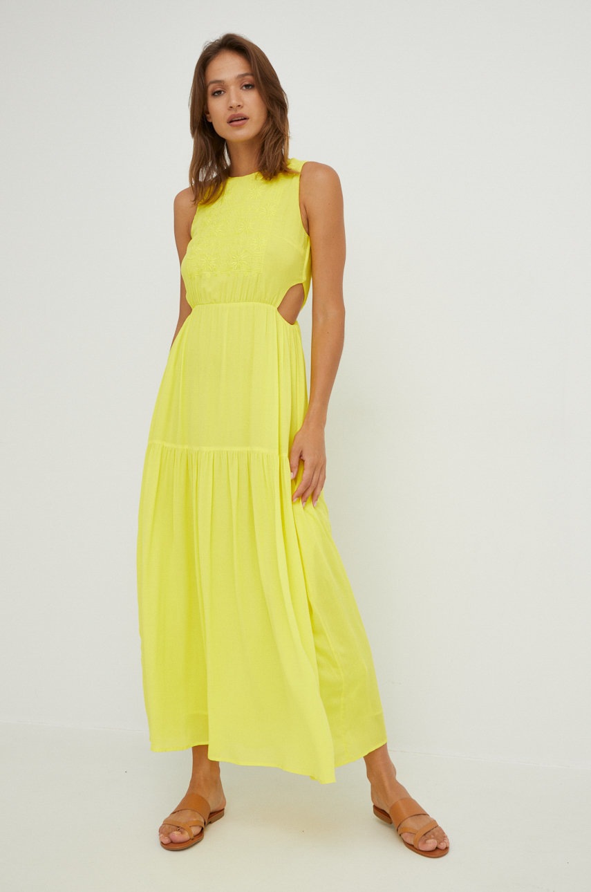 

Сукня Desigual колір жовтий maxi розкльошена
