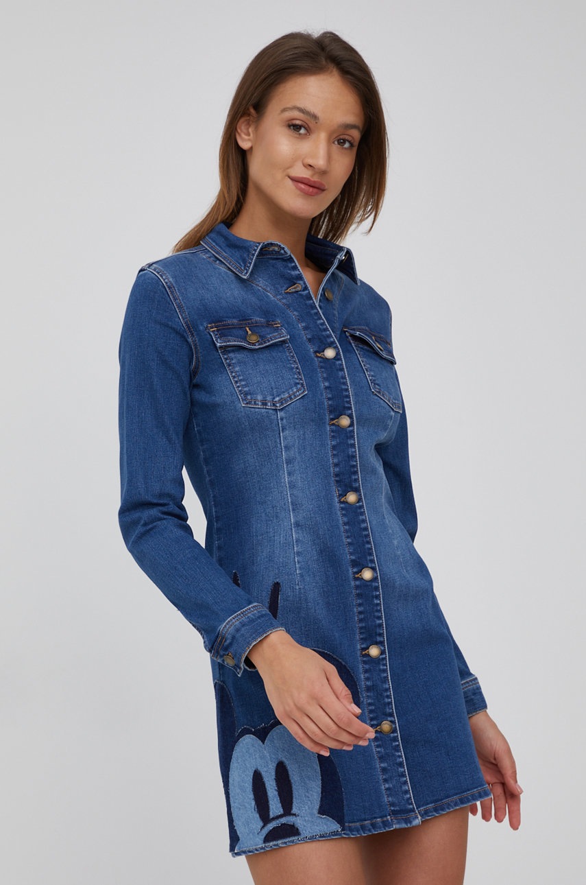 Desigual sukienka jeansowa mini rozkloszowana