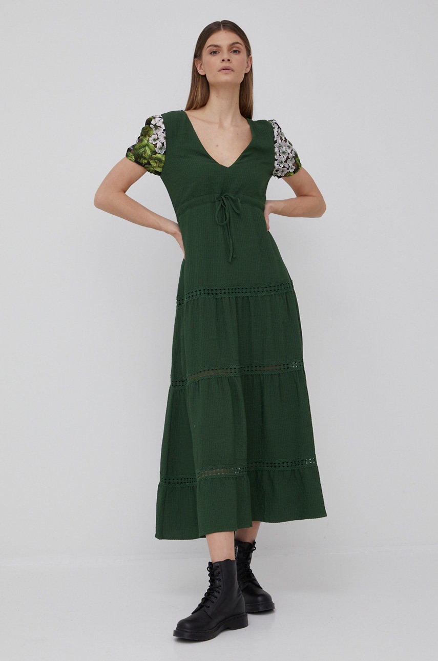 

Платье Desigual цвет зелёный maxi расклешённая