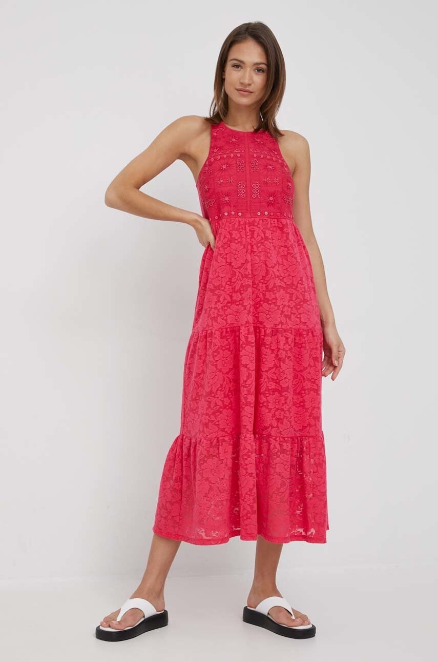 

Сукня Desigual колір рожевий maxi розкльошена
