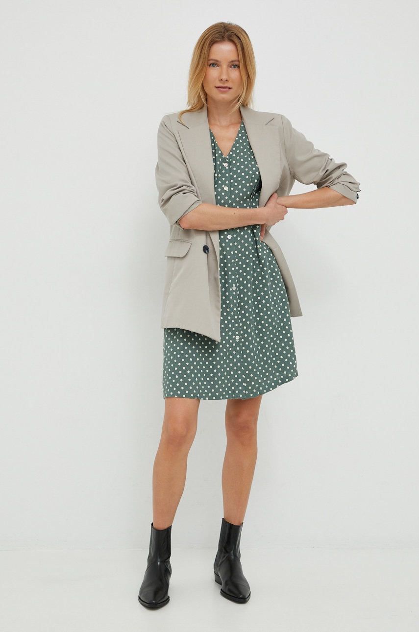 

Платье с примесью шелка Vero Moda цвет зелёный mini расклешённая