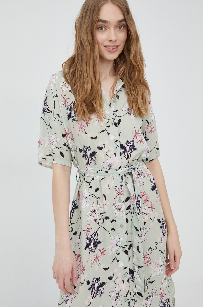 Vero moda rochie culoarea verde, midi, evazati