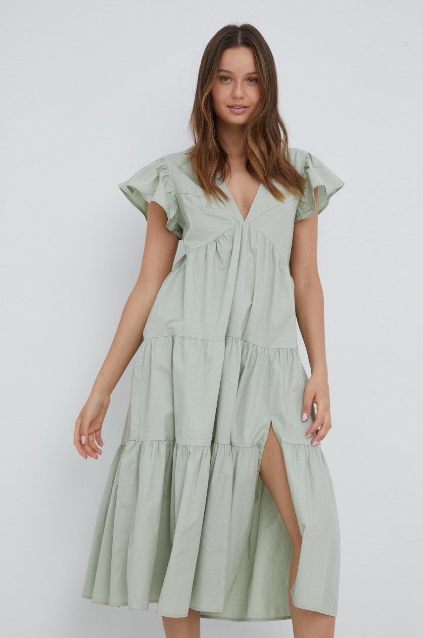 

Рокля Vero Moda в зелено среднодълъг модел разкроен модел, Зелен