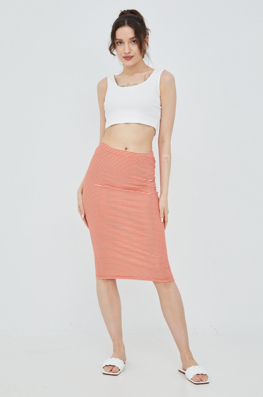 Vero moda fusta culoarea portocaliu, midi, creion