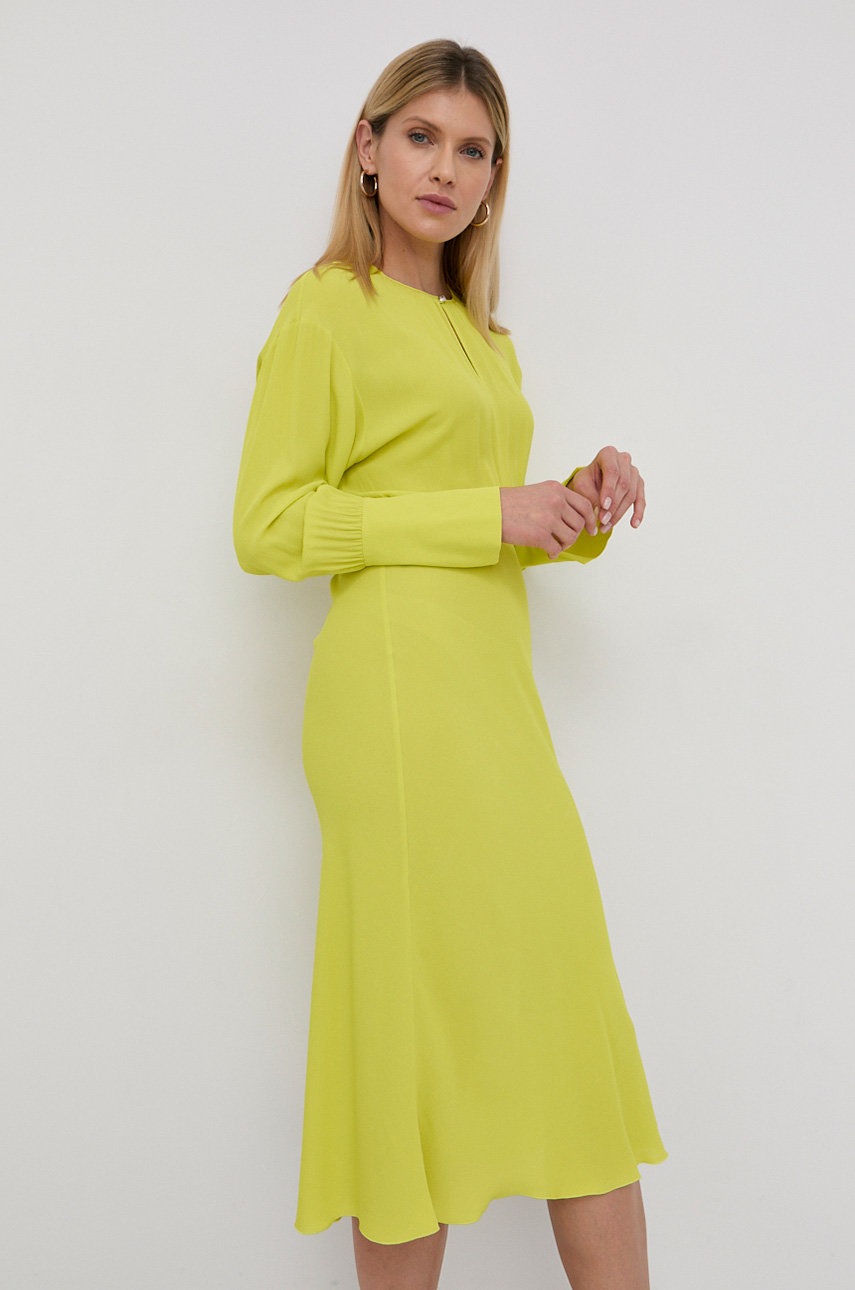 

Рокля Patrizia Pepe в зелено среднодълъг модел разкроен модел, Зелен