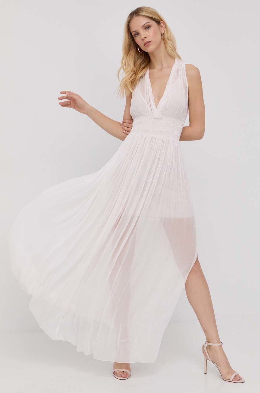 

Рокля Patrizia Pepe в розово дълъг модел разкроен модел, Розов