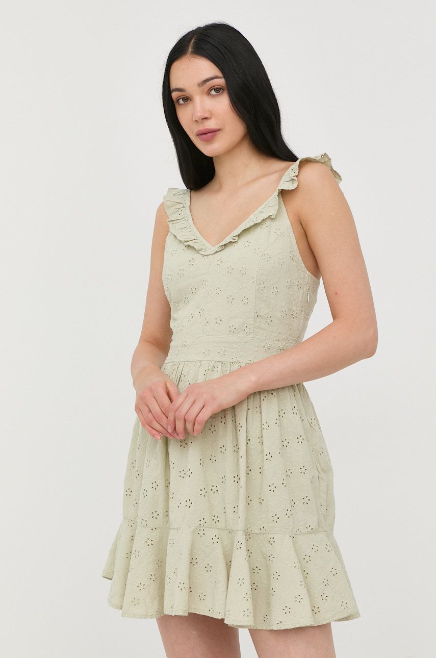 E-shop Bavlněné šaty Guess zelená barva, mini