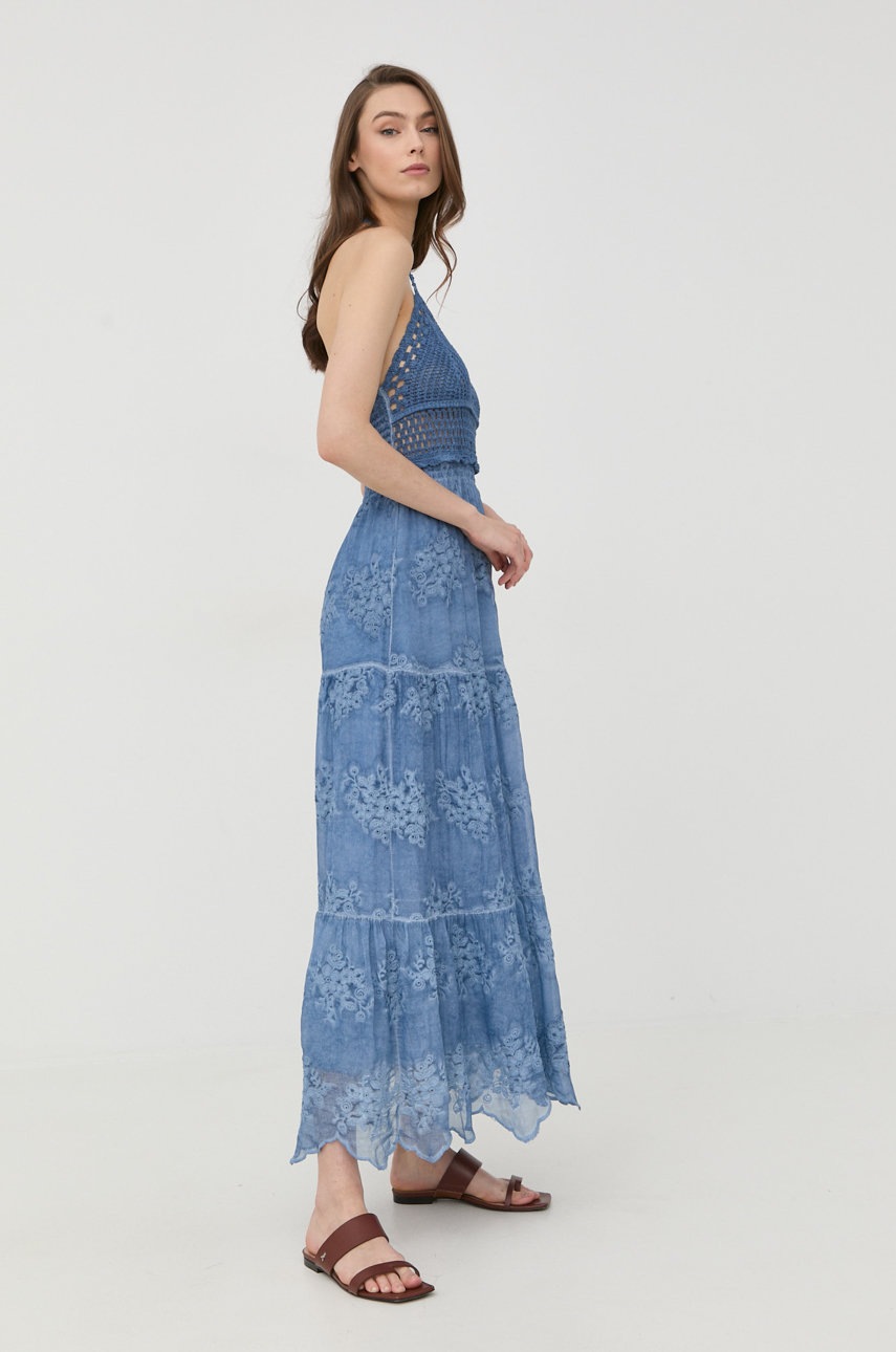 

Платье с примесью шелка Guess maxi расклешённая