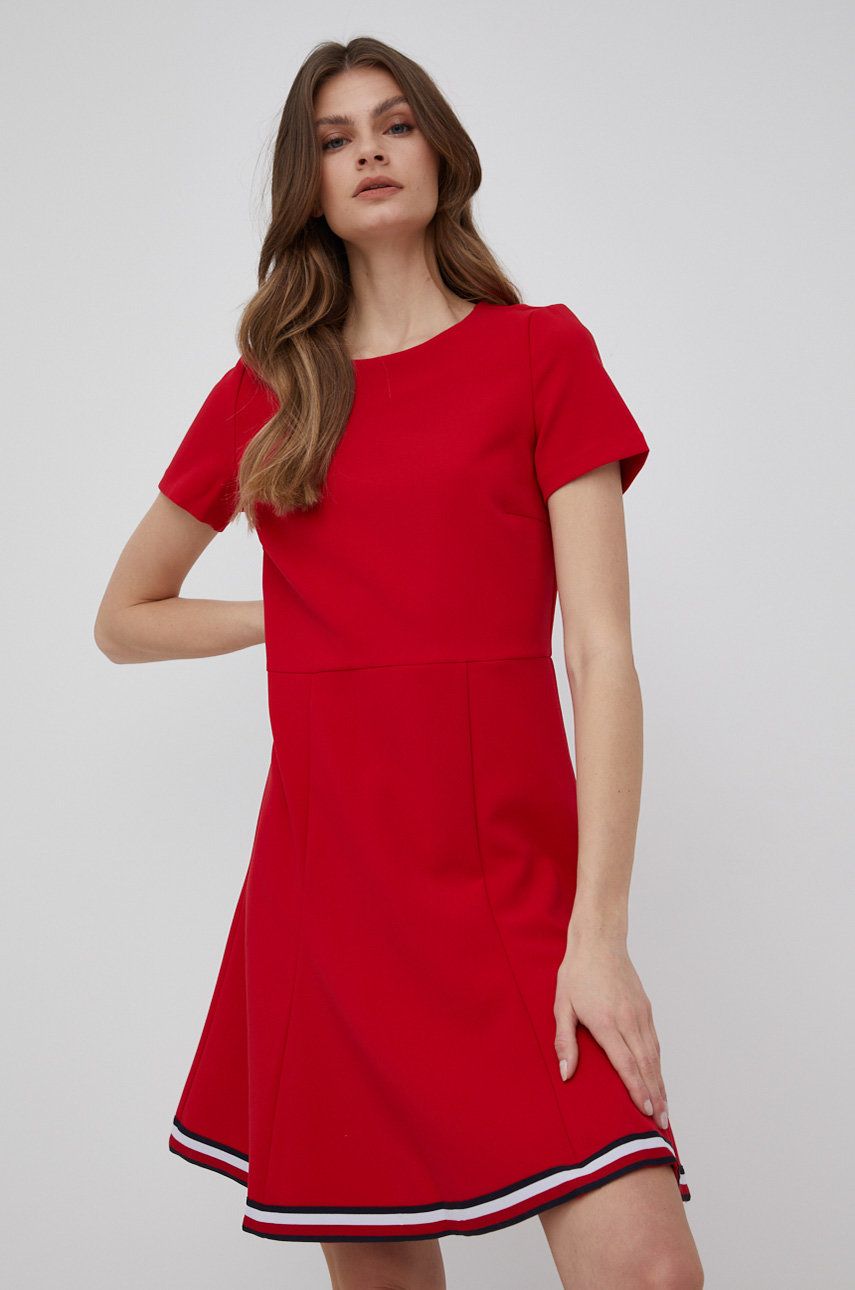Tommy Hilfiger sukienka ANGELA kolor czerwony mini rozkloszowana