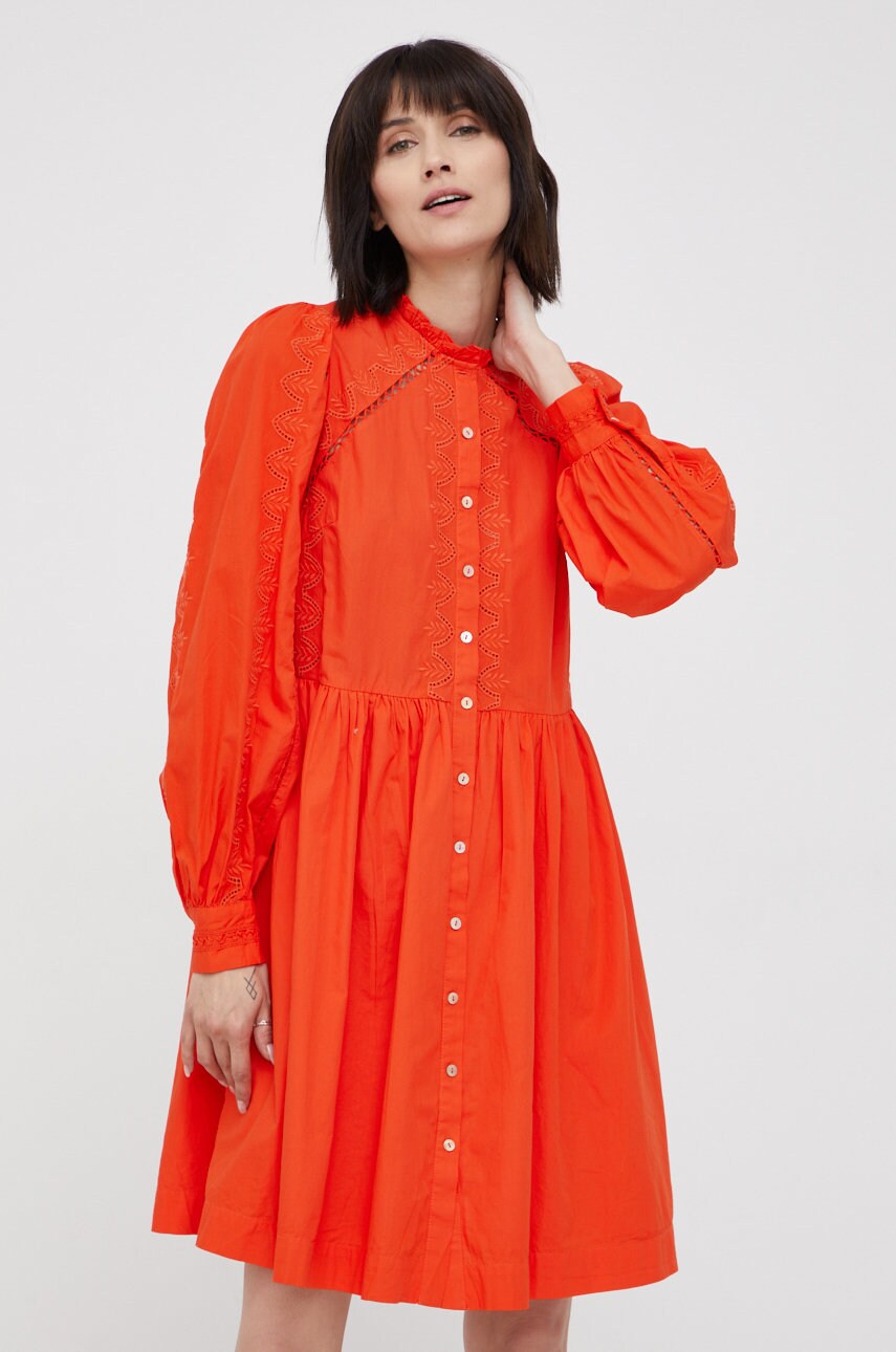 Y.A.S rochie din bumbac culoarea portocaliu, mini, evazati